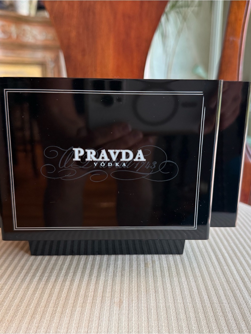PRAVDA Vodka Black acrylic bar organizer caddy- Home Bar display - Man Cave